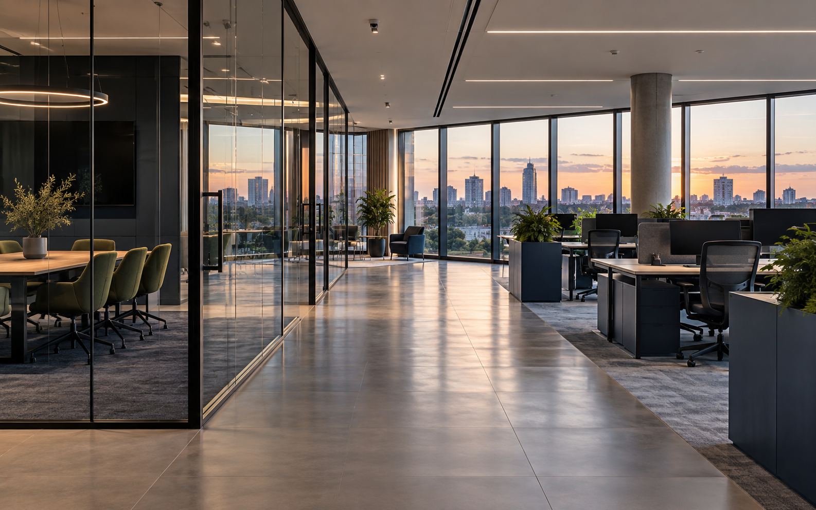 Clean, contemporary office interior